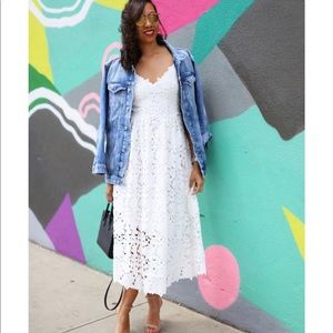 White lace midi dress